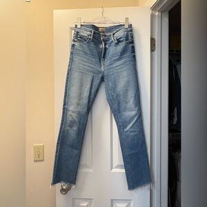 Mother Denim size 28 mid rise dazzler ankle fray